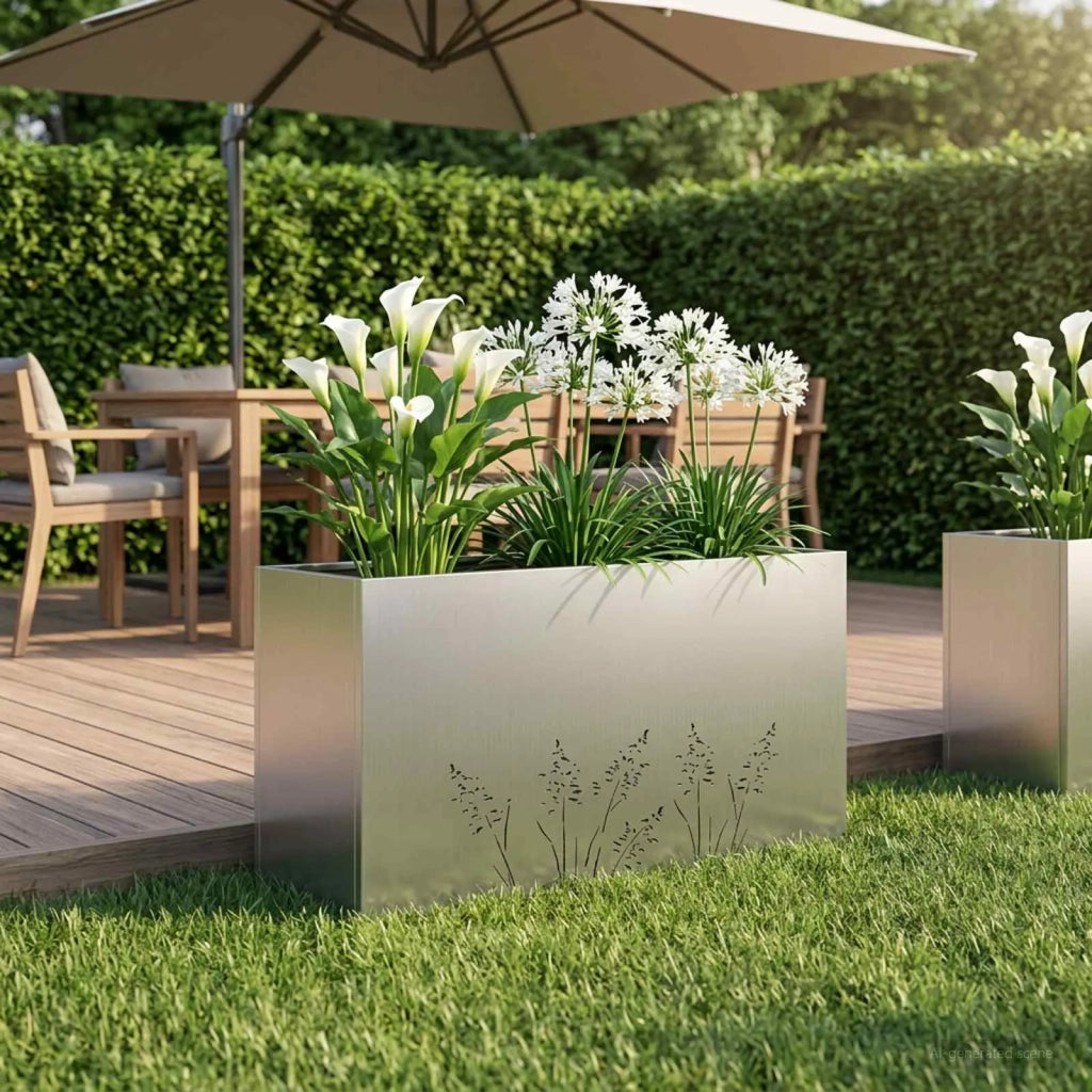Vaso da giardino Argento 100 x 30 x 49 cm Acciaio zincato 8005872