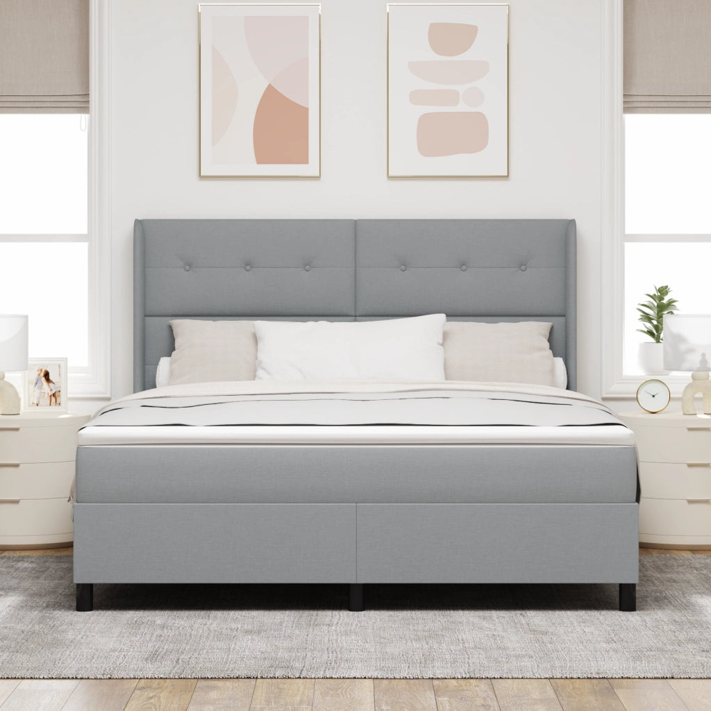 Letto a Box con Materasso Grigio Chiaro 180x200 cm Tessuto