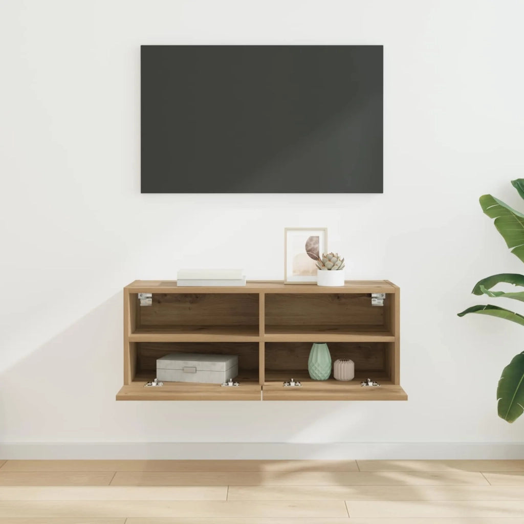 Mobile TV da parete Rovere artigianale 80 x 30 x 30 cm