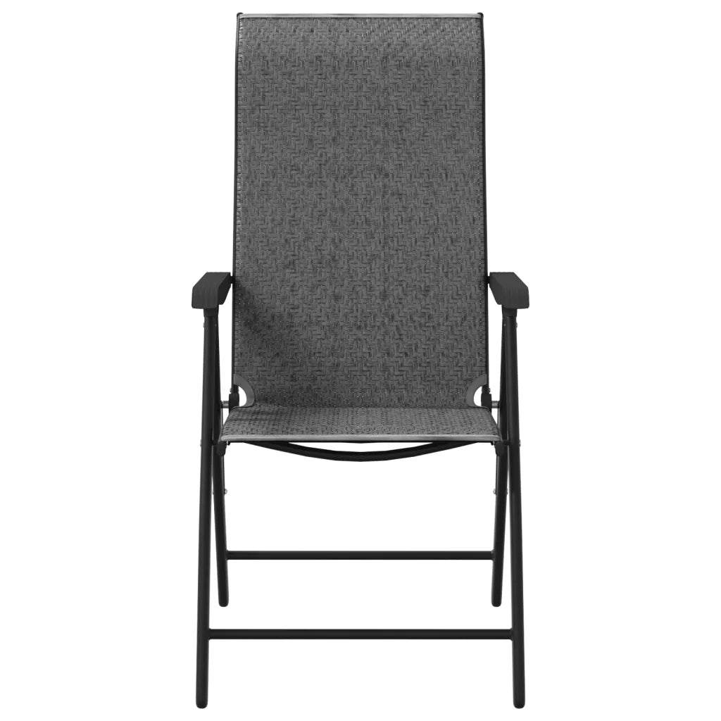 Sedie Pieghevoli da Giardino 2 pz | Sedie da Esterno Grigie in Polyrattan