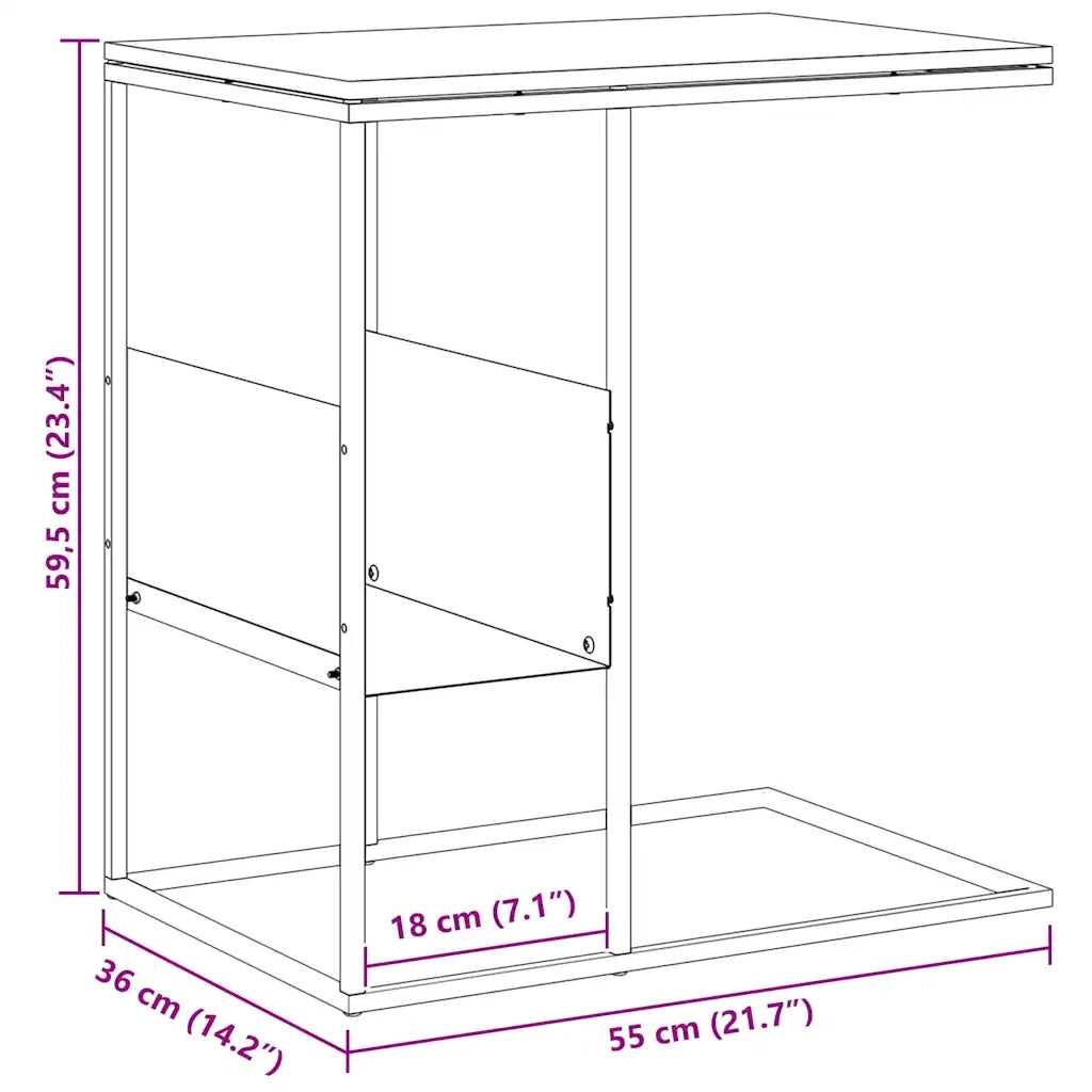 Tavolino Nero 55x36x59,5 cm Legno Multistrato 343105