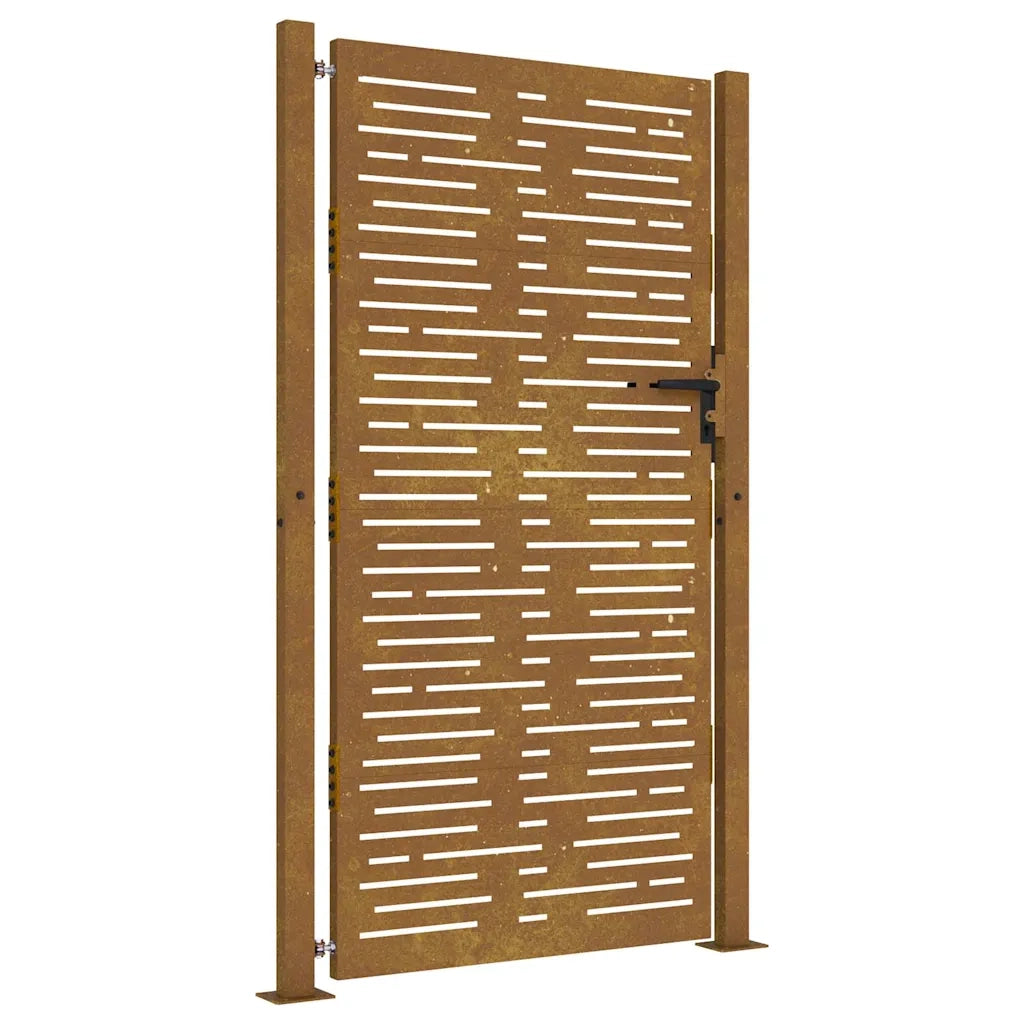Cancello da giardino 100x175 cm in acciaio Corten design quadrato 153254