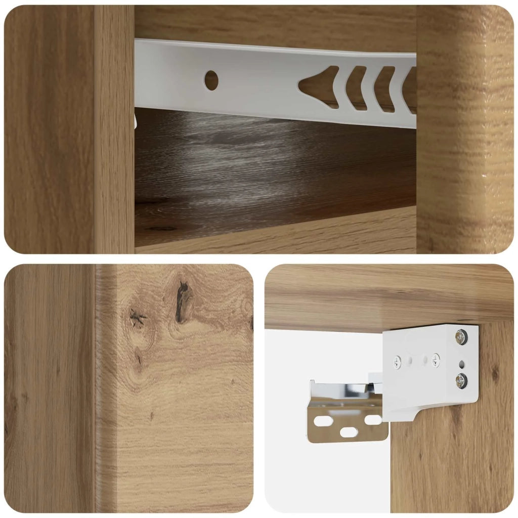 Set di 2 Comodini | Armadio da Notte | Mobiletto da notte a muro con cassetto Rovere Artigianale