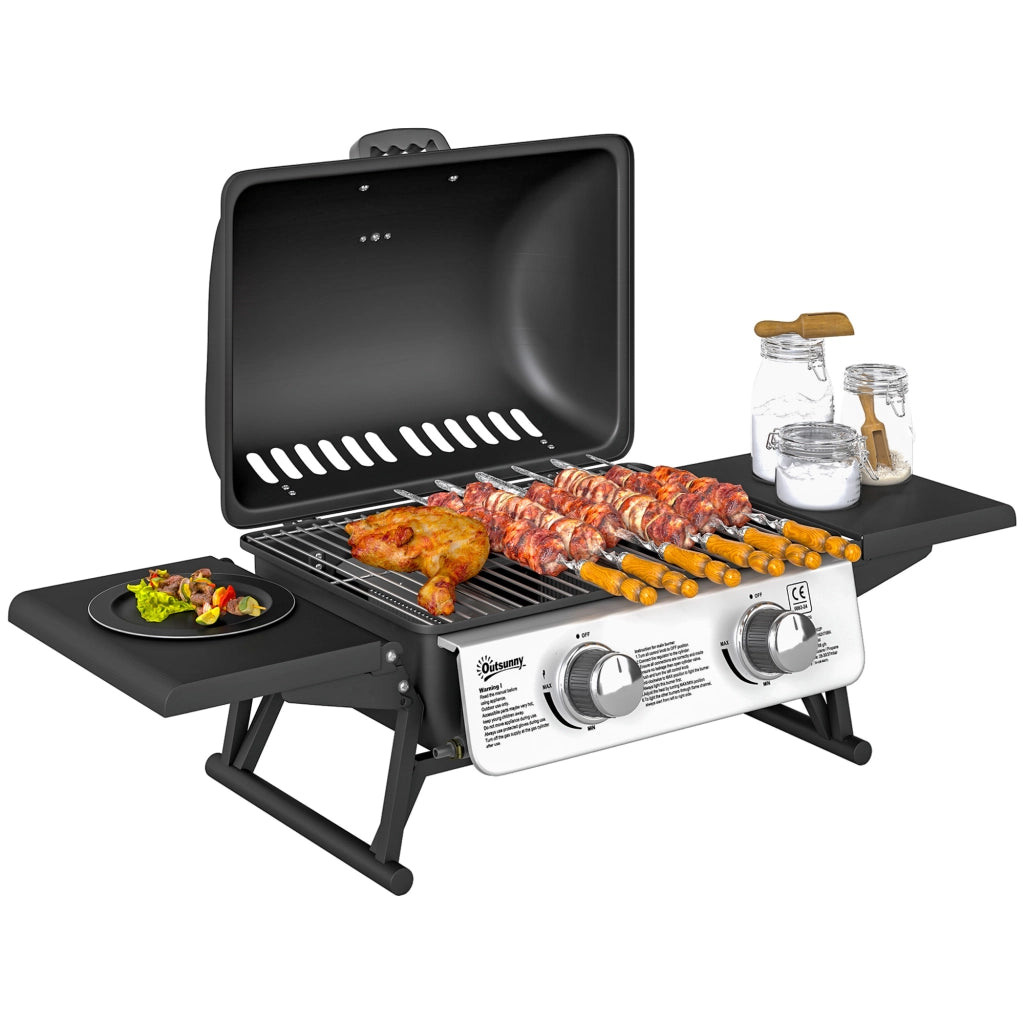 Barbecue a gas da tavolo portatile ¨C zephmum ¨C 2 bruciatori 5.6KW, nero