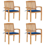 Sedie da Giardino Impilabili 4 pz con Cuscini Massello di Teak cod mxl 8406