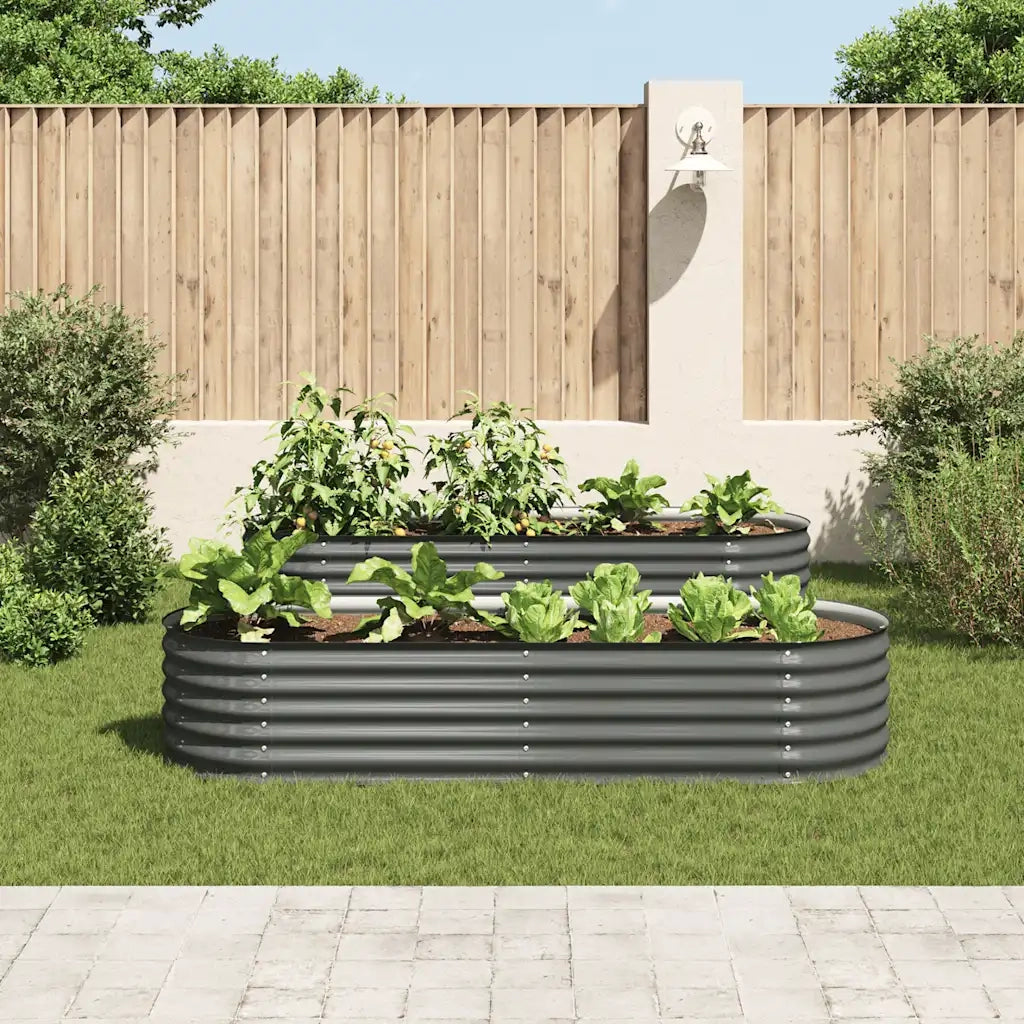 Fioriere | Cassetta per fiori | Letto Rialzato Giardino 240x80x44 cm in Acciaio Zincato Grigio