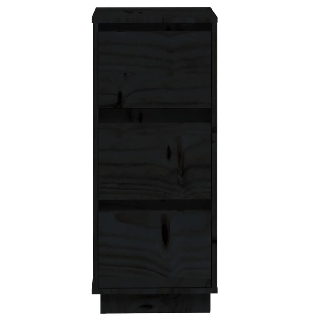 Buffet credenza cassettiera armadio mobile contenitore organizer per cucina soggiorno salotti set da 2 32 x 34 x 75 cm legno massello di pino nero 02_0036896