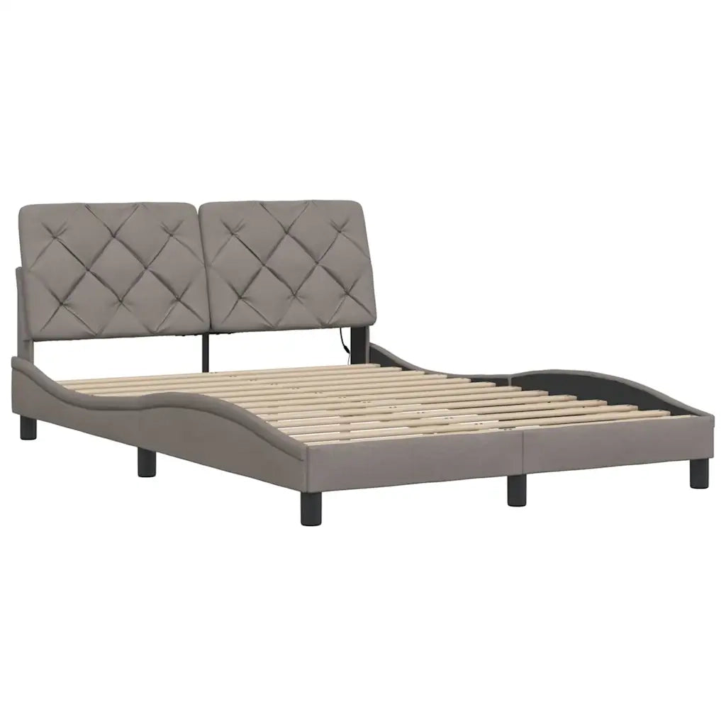 Giroletto con LED senza Materasso-Struttura Letto Tortora 120x200 cm Tessuto