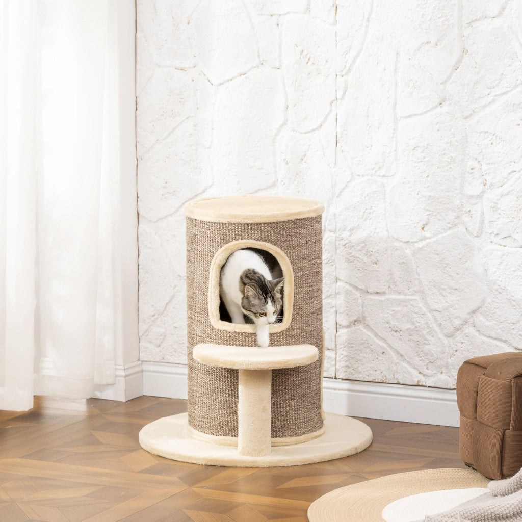 Tiragraffi per gatti a due livelli con piattaforma ¨C zephmum ¨C 60x60x61 cm beige