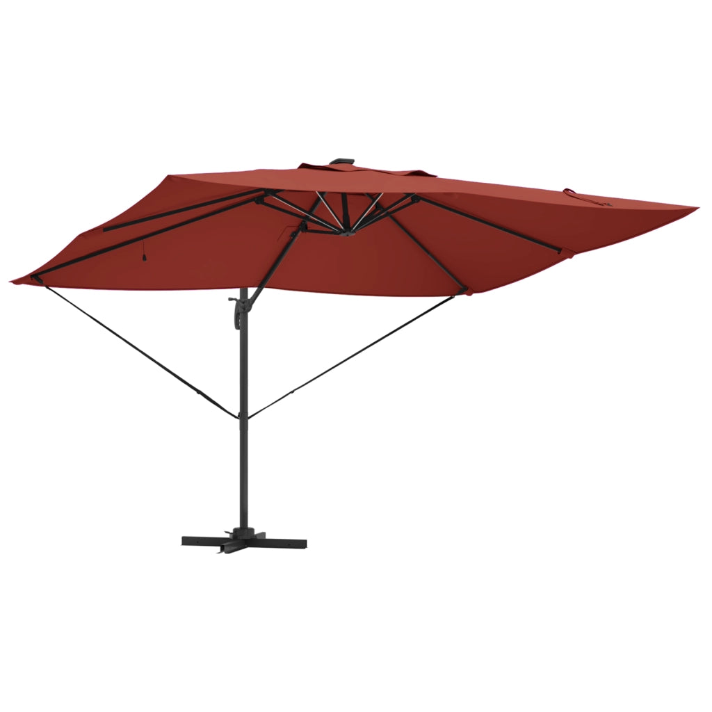 Ombrello a Sbalzo Roma con LED Terracotta 352x251x265 cm Alluminio