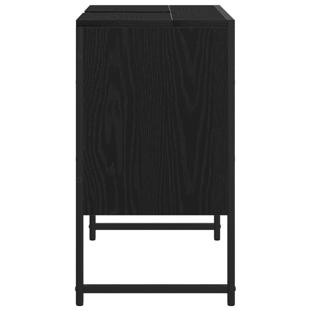 Mobiletto da Lavandino Rovere Nero 60x33x60 cm Legno Ingegnerizzato