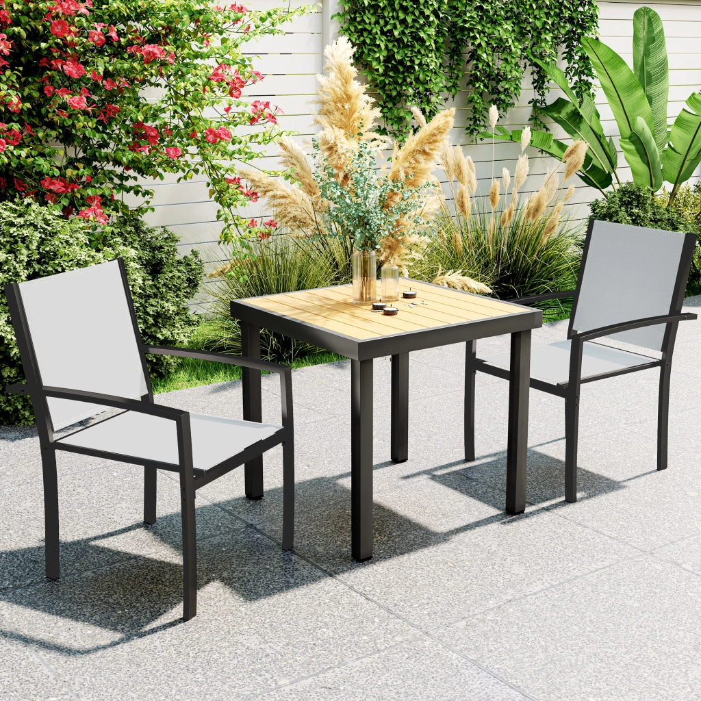 Sedia da giardino impilabile con braccioli ¨C zephmum ¨C grigio chiaro, struttura in acciaio 60x65x85 cm
