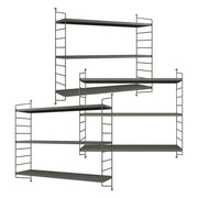 Set di 3 Scaffali da Parete Strängnäs a 3 Ripiani Regolabili  50 x 60 x 15 cm Acciaio Antracite [en.casa]