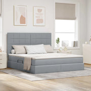 Letto con contenitore e LED con led Grigio chiaro 180 x 200 cm