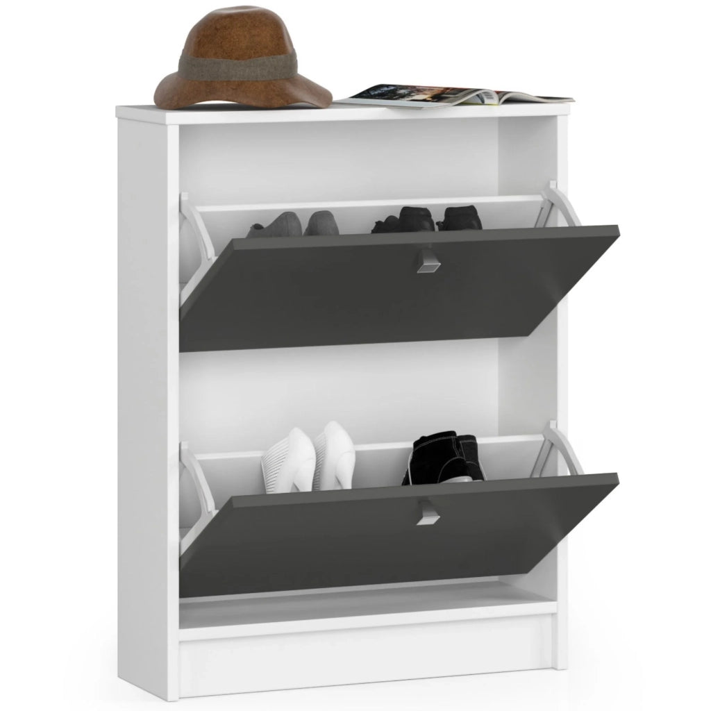 Scarpiera AKORD Bianco 60 cm 2 ante inserto frontale Grigio Grafite 60x20x80 cm