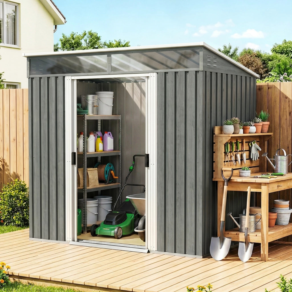 Casetta da Giardino ¨C zephmum ¨C Grigio Chiaro Acciaio 195x122x181.5 cm