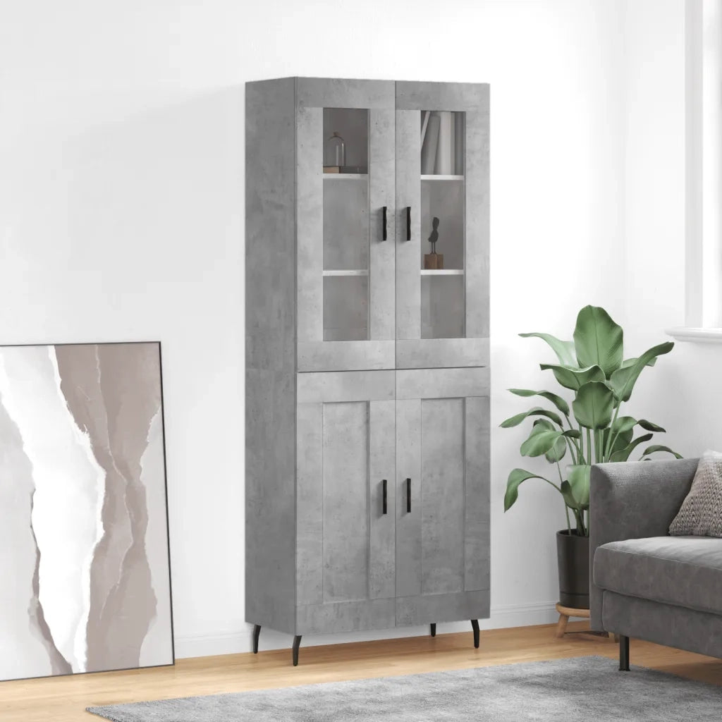 Credenza | Madia | Buffet da pranzo | Armadio da pranzo Grigio Cemento 69,5x34x180 cm in Legno Multistrato