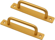 2 pannelli di apertura scorrevoli, manubri di apertura e chiusura, pannelli di apertura scorrevoli in lega di alluminio per cucina, bagno, armadio, garage, capanna, capanna, porta e manubri con piastre metalliche (180 mm) - oro - 16