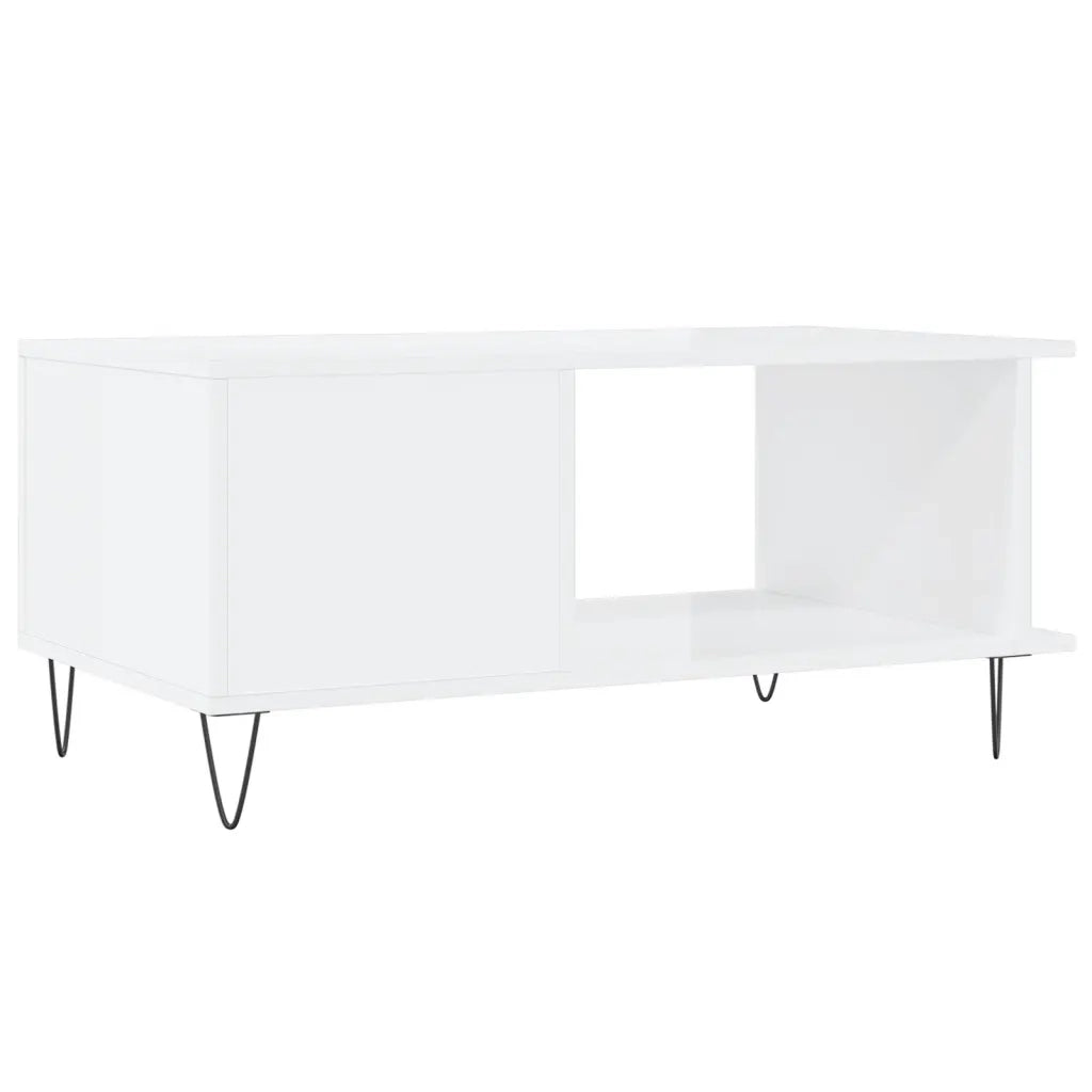 Tavolino da salotto | Tavolino da caff¨¨ | Tavolino da Soggiorno Bianco Lucido 90x50x40 cm Legno Multistrato