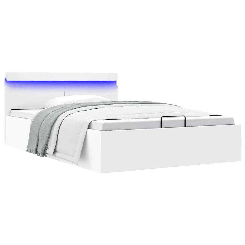 Giroletto Contenitore Idraulico LED Bianco Similpelle 140x200cm 285549