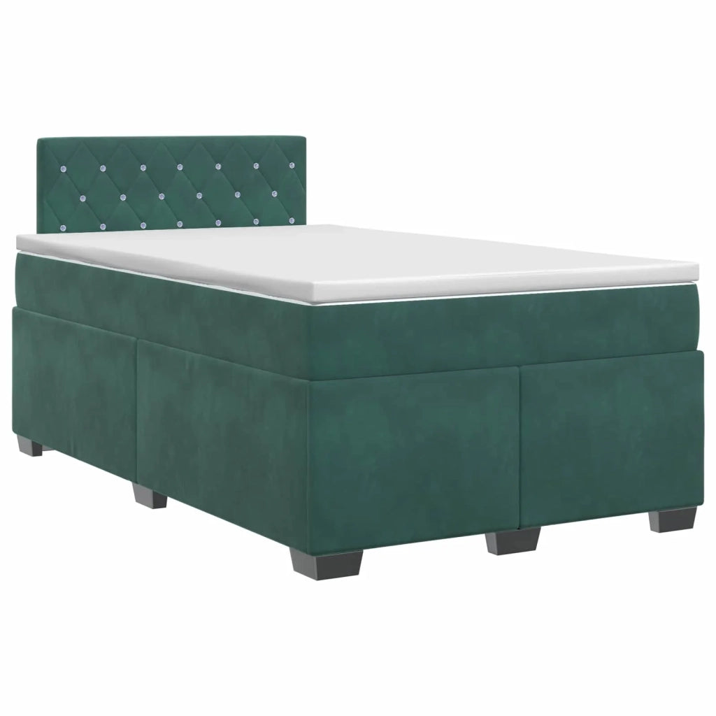 Letto box spring con materasso Verde Scuro 120 x 190 cm Velluto 3450671