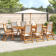 Set Pranzo da Giardino 9pz Legno Massello di Acacia e Textilene
