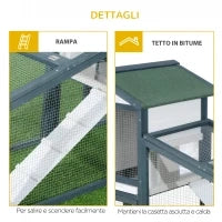 Gabbia per Conigli e Animali da Compagnia in Legno 2 piani di Abete Doppia Porta 140x65x100cm Verde e Bianco