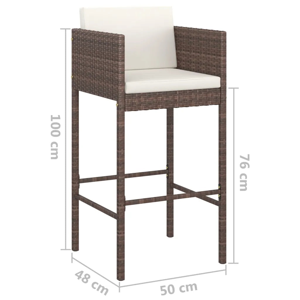 Set da Bar da Giardino 5 pz con Cuscini in Polyrattan Marrone cod mxl 34950