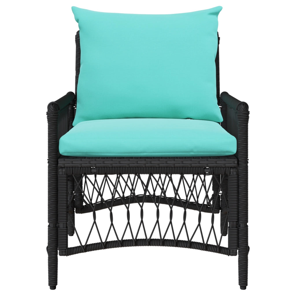 Sedia da Giardino con Cuscini Nera 60x70x78 cm in Polyrattan