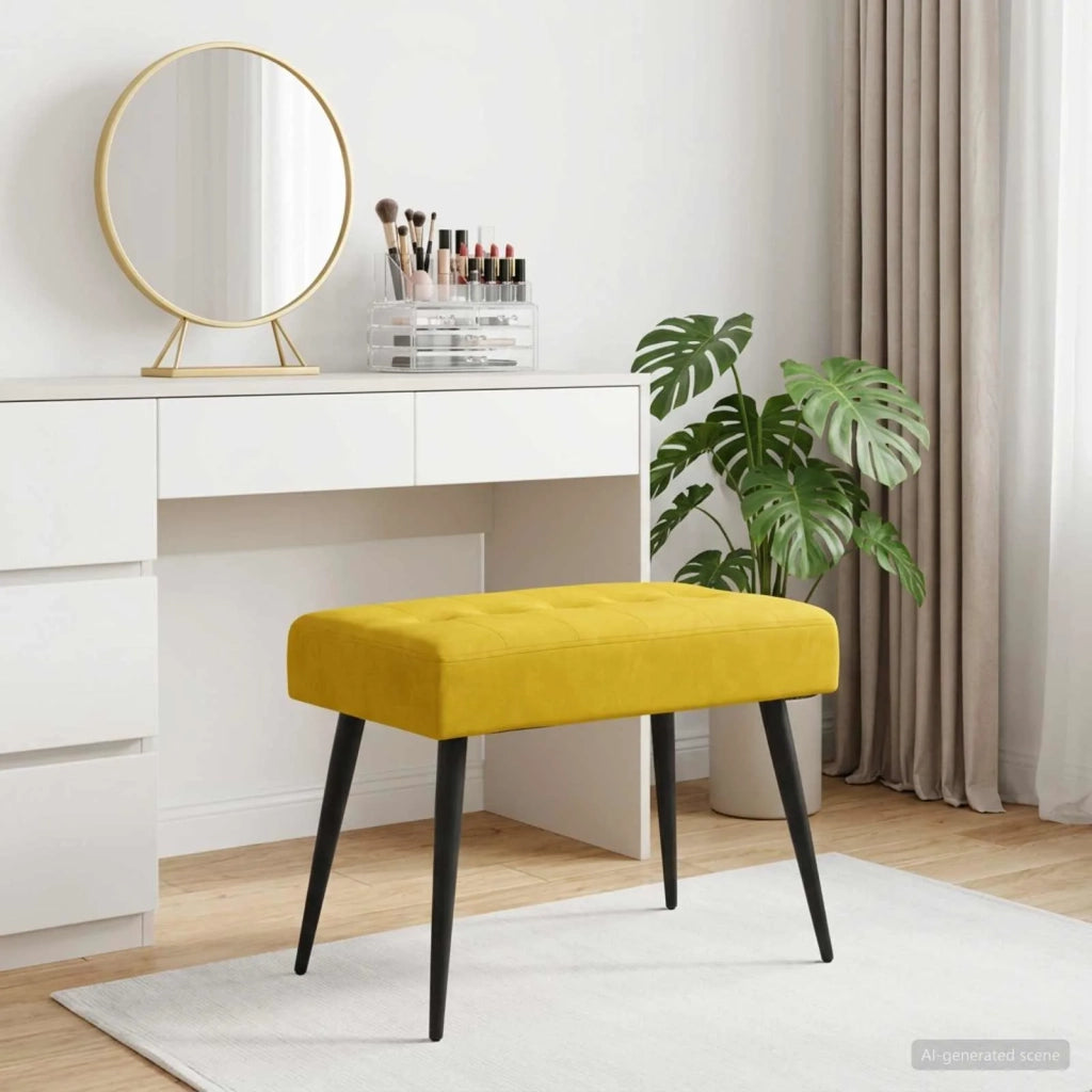 Panchina con bottoni imbottiti Giallo 60 x 40 x 45 cm Velluto 42038508