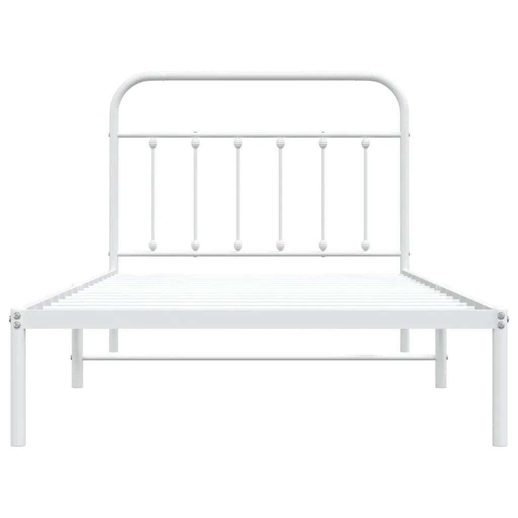 Giroletto con Testiera-Struttura Letto con testiera Metallo Bianco 107x203 cm 623125