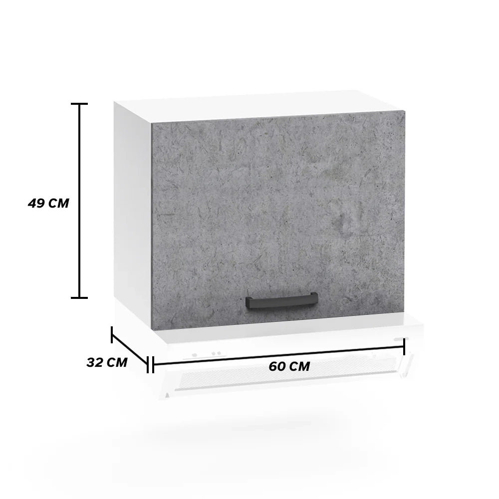 Pensile per cucina componibile da 60 cm con due ante, realizzata in legno 100% MADE IN ITALY colore Cemento