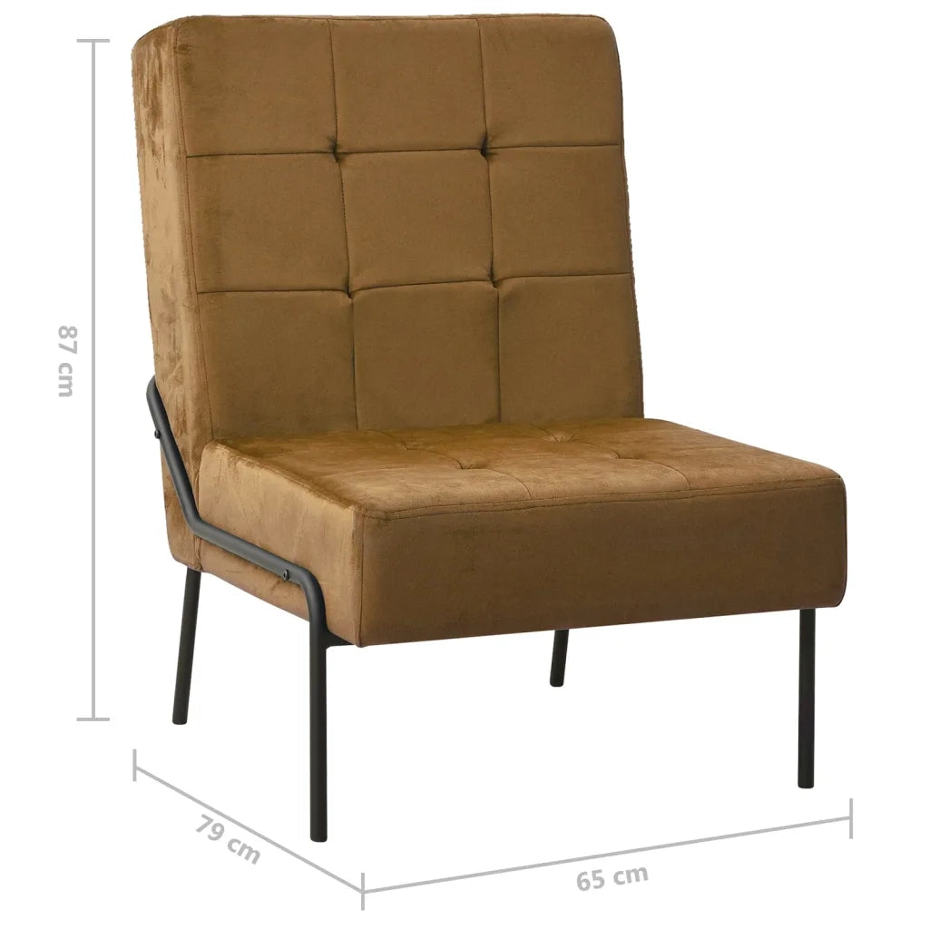 Poltrona Relax 65x79x87 cm Marrone in Velluto 325778