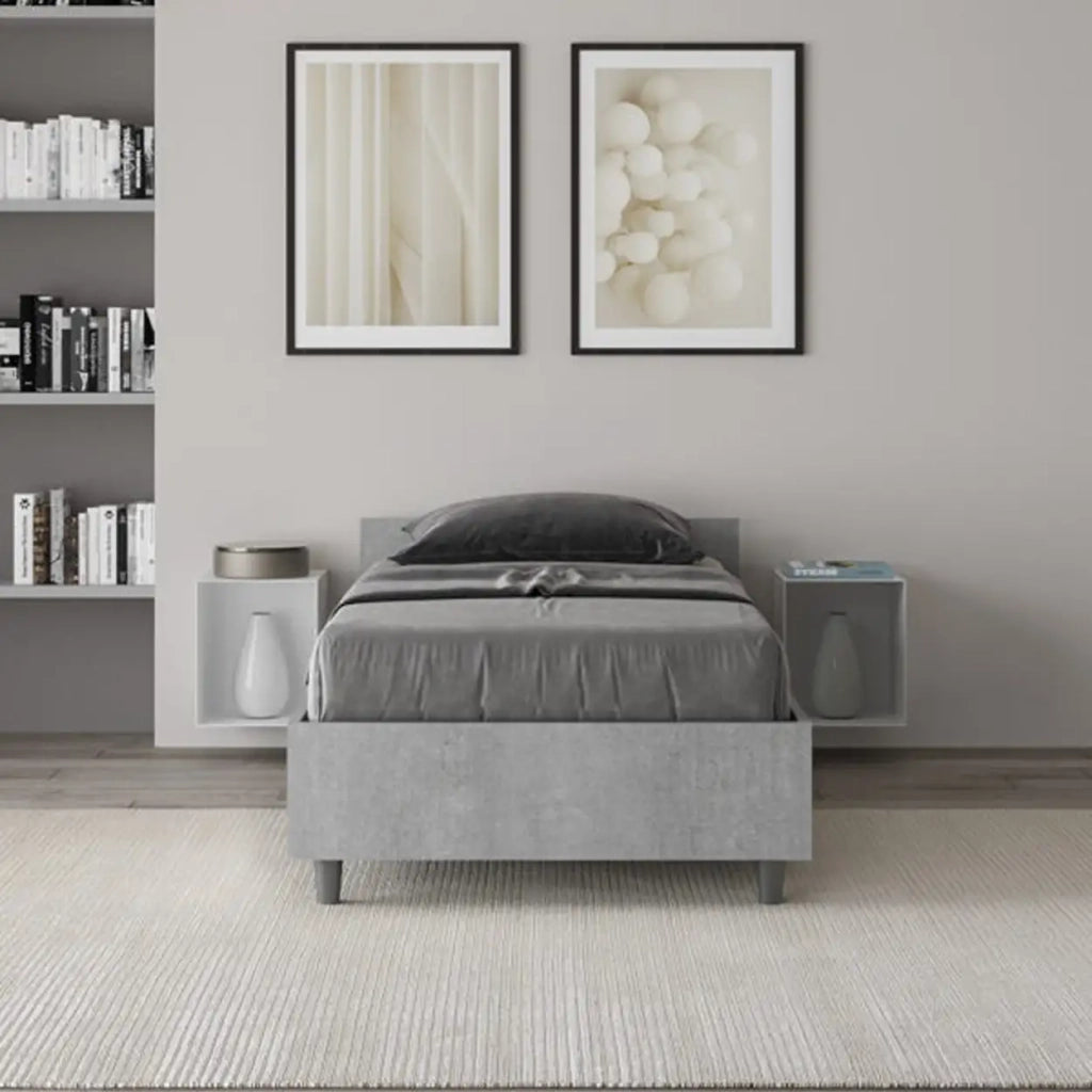 Letto singolo contenitore 80x200 cemento Nuamo