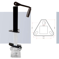 Piede stabilizzatore per rimorchi roulotte, max 900 kg, regolabile in altezza con manovella, con pedale e perno di sicurezza