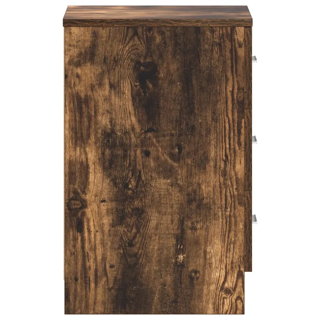 Set di 2 Comodini | Armadio da Notte | Mobiletto da notte Rovere Fumo 38x35x56 cm in Legno Multistrato