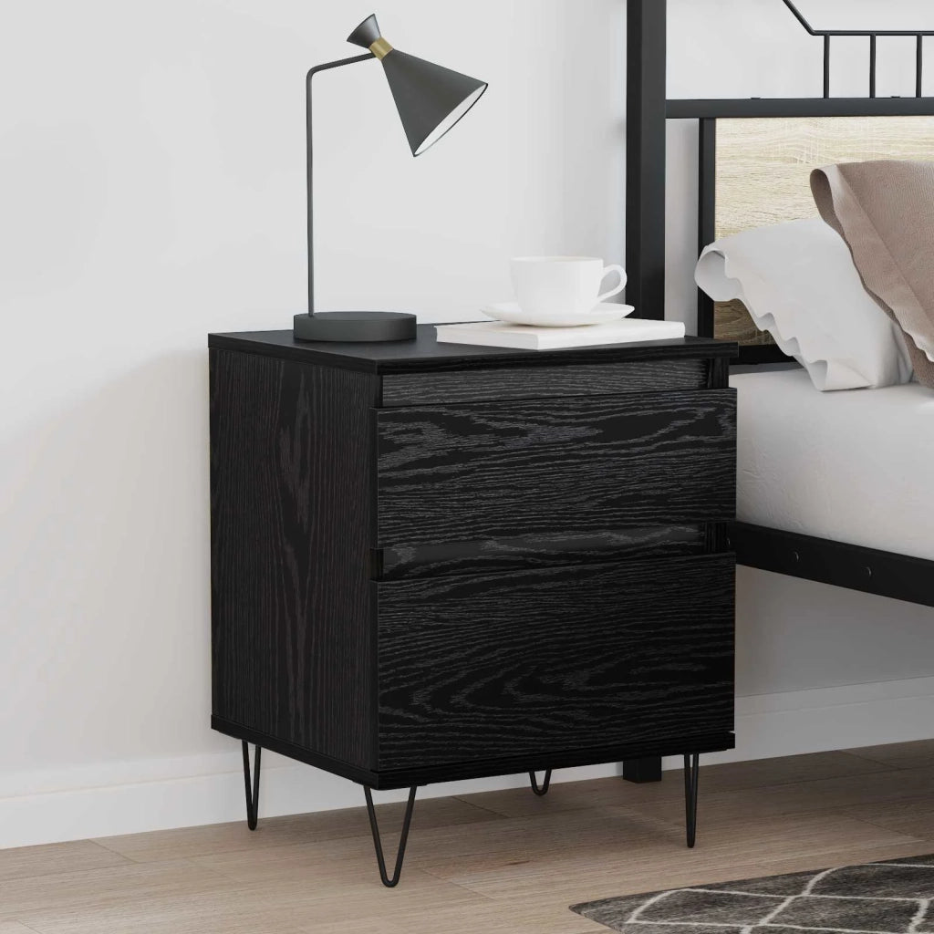 Armadietto per letto con cassetto Rovere Nero 40 x 35 x 50 cm