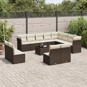 Set Divani da Giardino 13 pz con Cuscini Marrone in Polyrattan 3250322