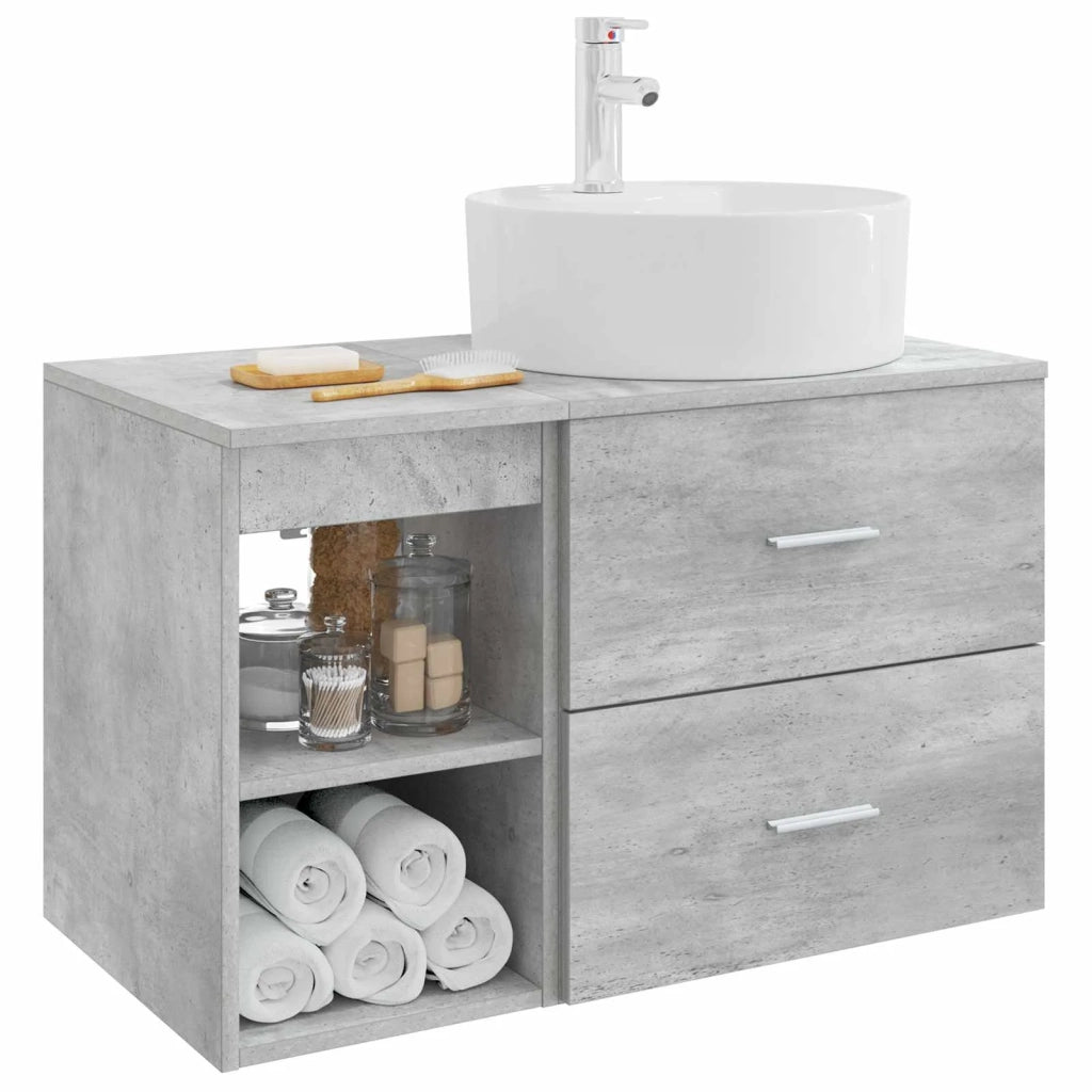 Set di mobili per il bagno 2 pz Grigio Cemento 3403907