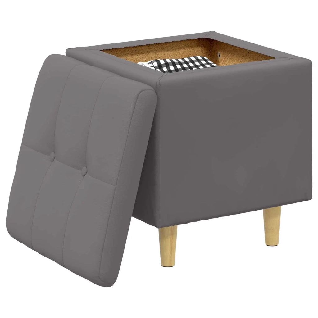 Pouf contenitore Grigio 40 x 40 x 45 cm Pelle sintetica