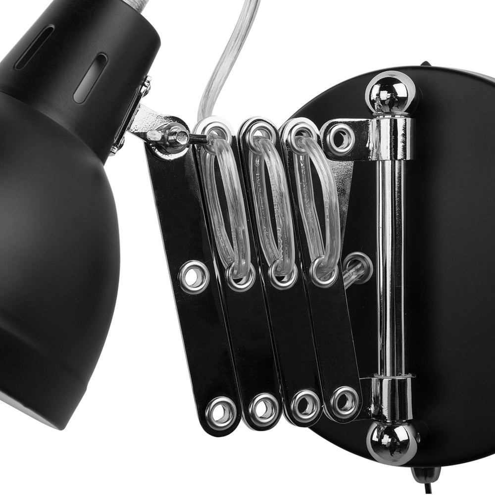 Set di 2 lampade da parete applique estensibili metallo nero 33 cm orientabile industriale
