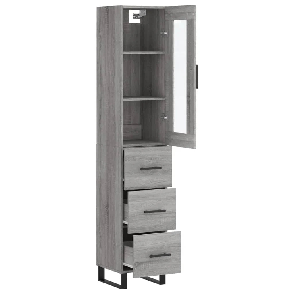 Buffet credenza cassettiera armadio mobile contenitore organizer cucina soggiorno salotto rovere Sonoma alto 34,5 x 34 x 180 cm legno ingegnerizzato grigio 02_0035296