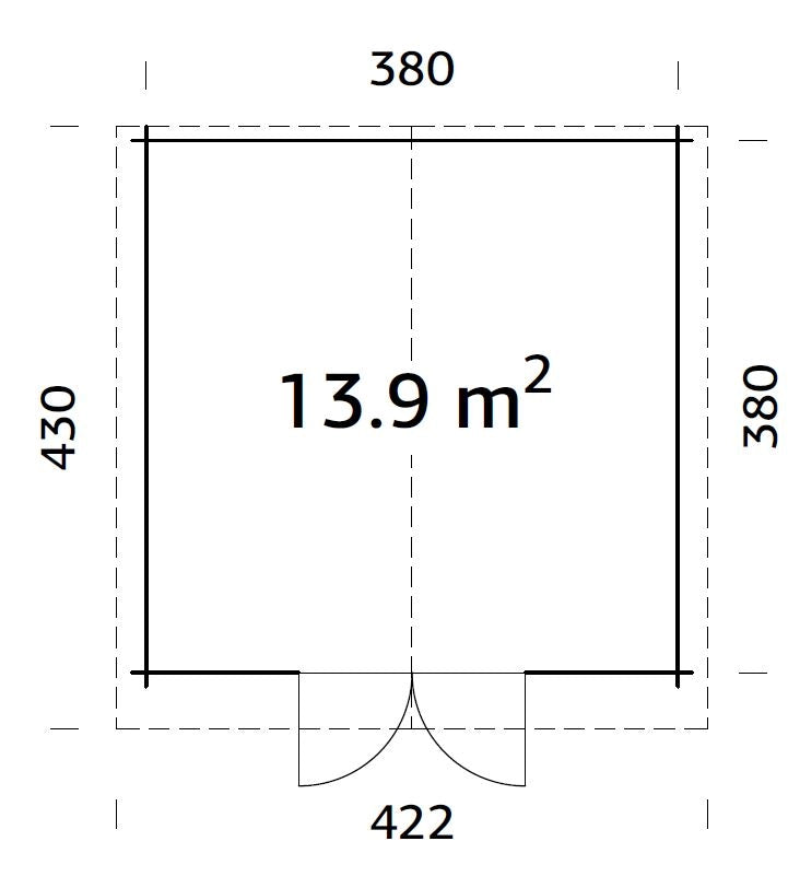 Casetta in legno non trattato Lotta B 400X400