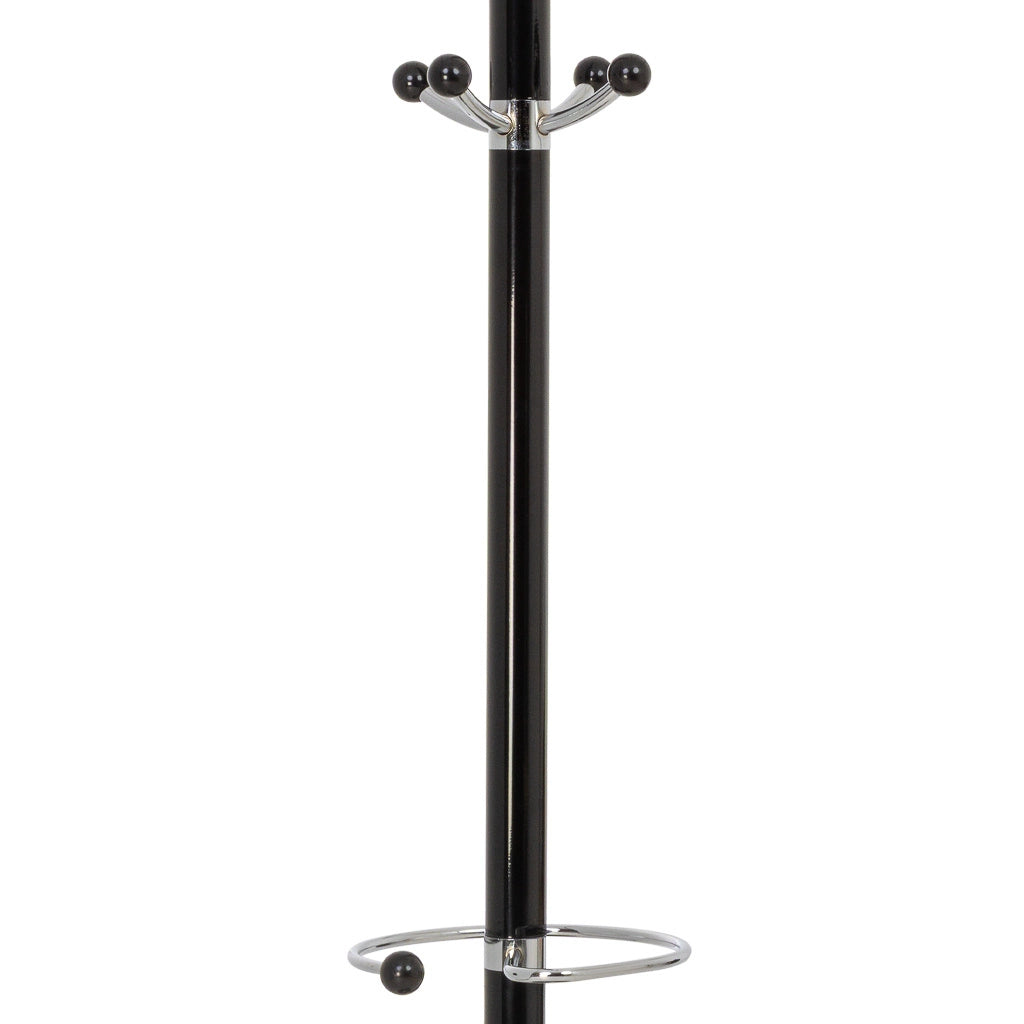 Perchero de metal negro con paraguero y 6 ganchos D 36X178h cm