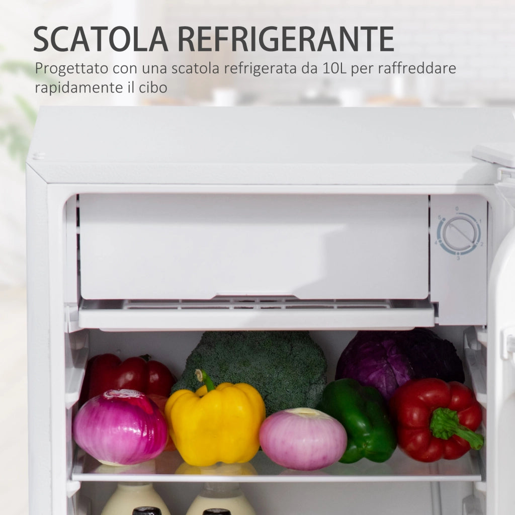 Frigorifero Piccolo 91L Monoporta Reversibile con Congelatore e Temperatura Regolabile, Bianco