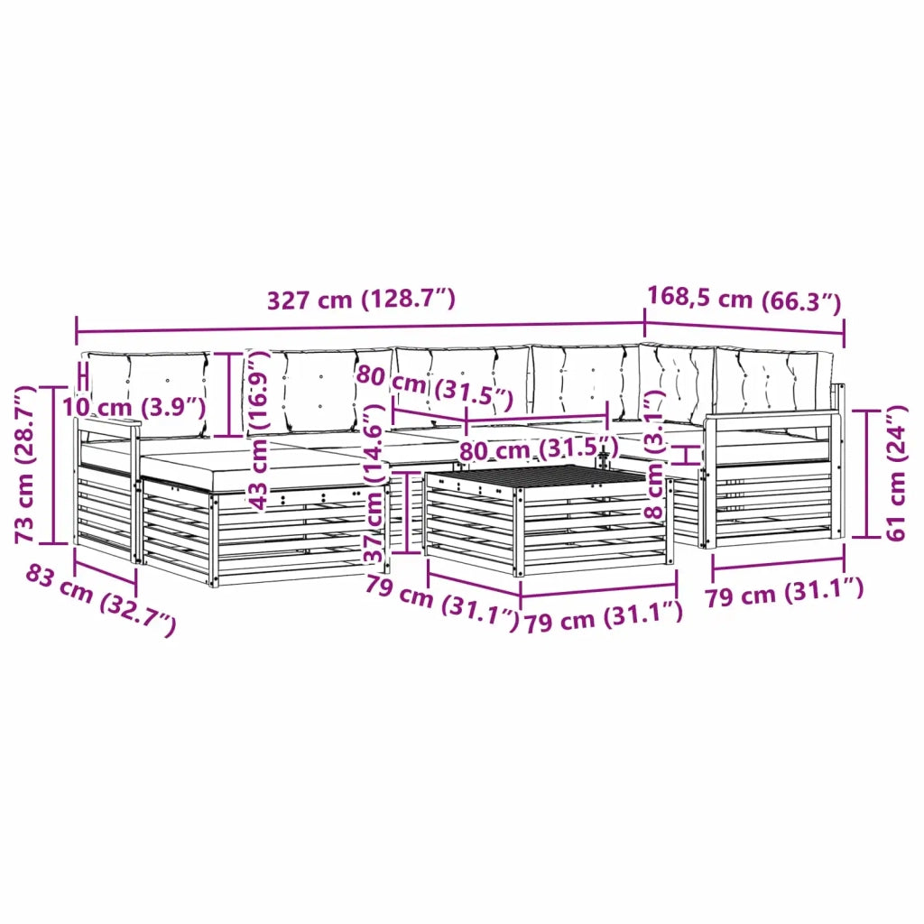 Set di divani da esterno 7 pz Bianco e Antracite 3390792