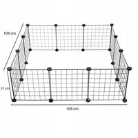 Recinto nero in metallo per cani, conigli, gatti e cuccioli 108 x 108 cm