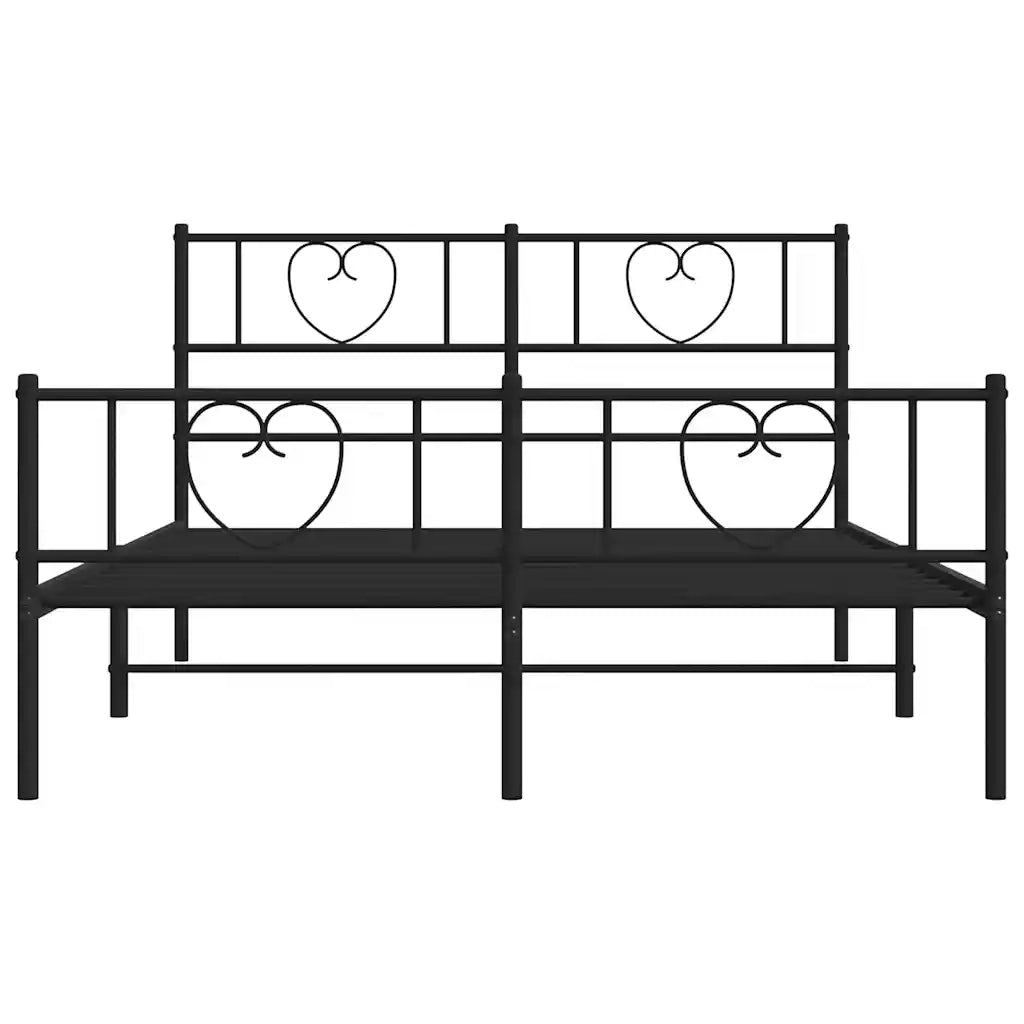 Giroletto con Testiera e Pediera Metallo Nero 135x190 cm 355480