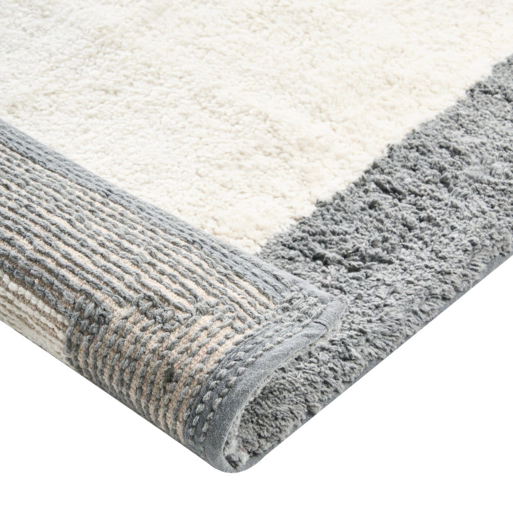 Tappeto da bagno moderno in cotone rettangolare 60 x 90 cm con motivo decorativo Accessori da bagno marrone e grigio