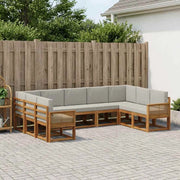 Set di divani da esterno 9 pz Naturale e Grigio Chiaro 3385537